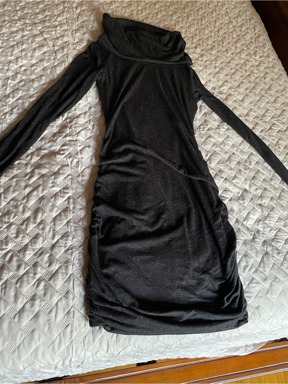 RACHEL Rachel Roy Black Sparkle Cowl-Neck Long Sleeve Dress